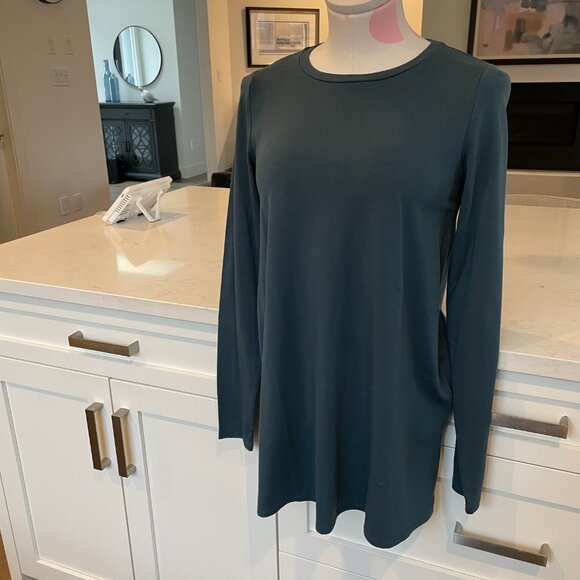 Eileen Fisher Alpine Crew Neck LS Tencel Elastane Tunic Top Teal Green Sz XXS - Picture 2 of 14